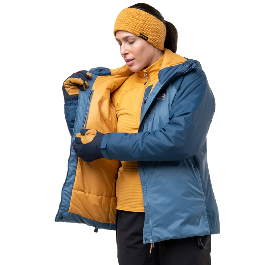 Mountain Equipment Shelterstone Women's Jacket Outdoor Action Stellar/Majolica- Inner Zipped Pocket