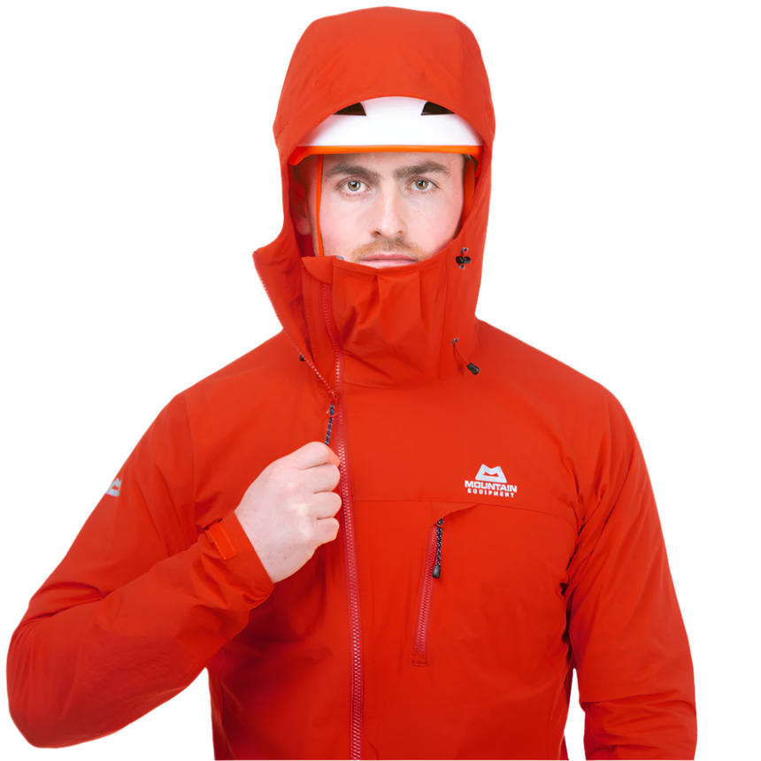 Mountain Equipment Squall Hooded Men's Jacket Outdoor Action Chili Red- Moulded Centre Front Zip