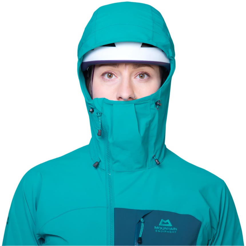 Mountain Equipment Squall Hooded Women's Jacket Topaz/Majolica- Helmet Compatible Hood