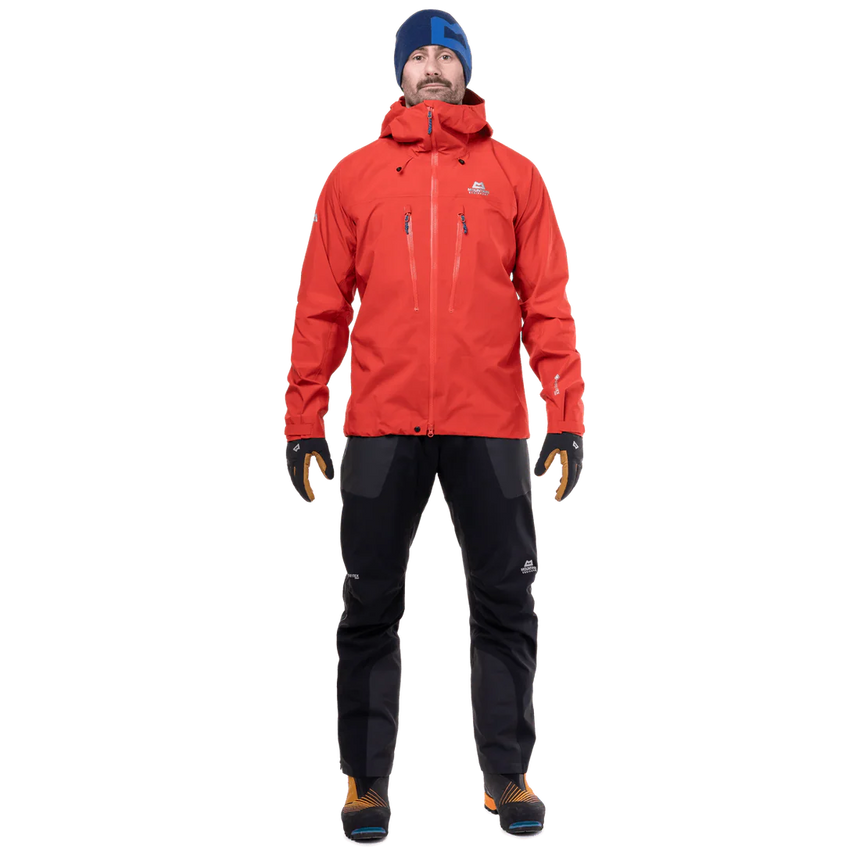 Mountain Equipment Tupilak Men's Jacket Outdoor Action Chili Red- Front Fit on Model