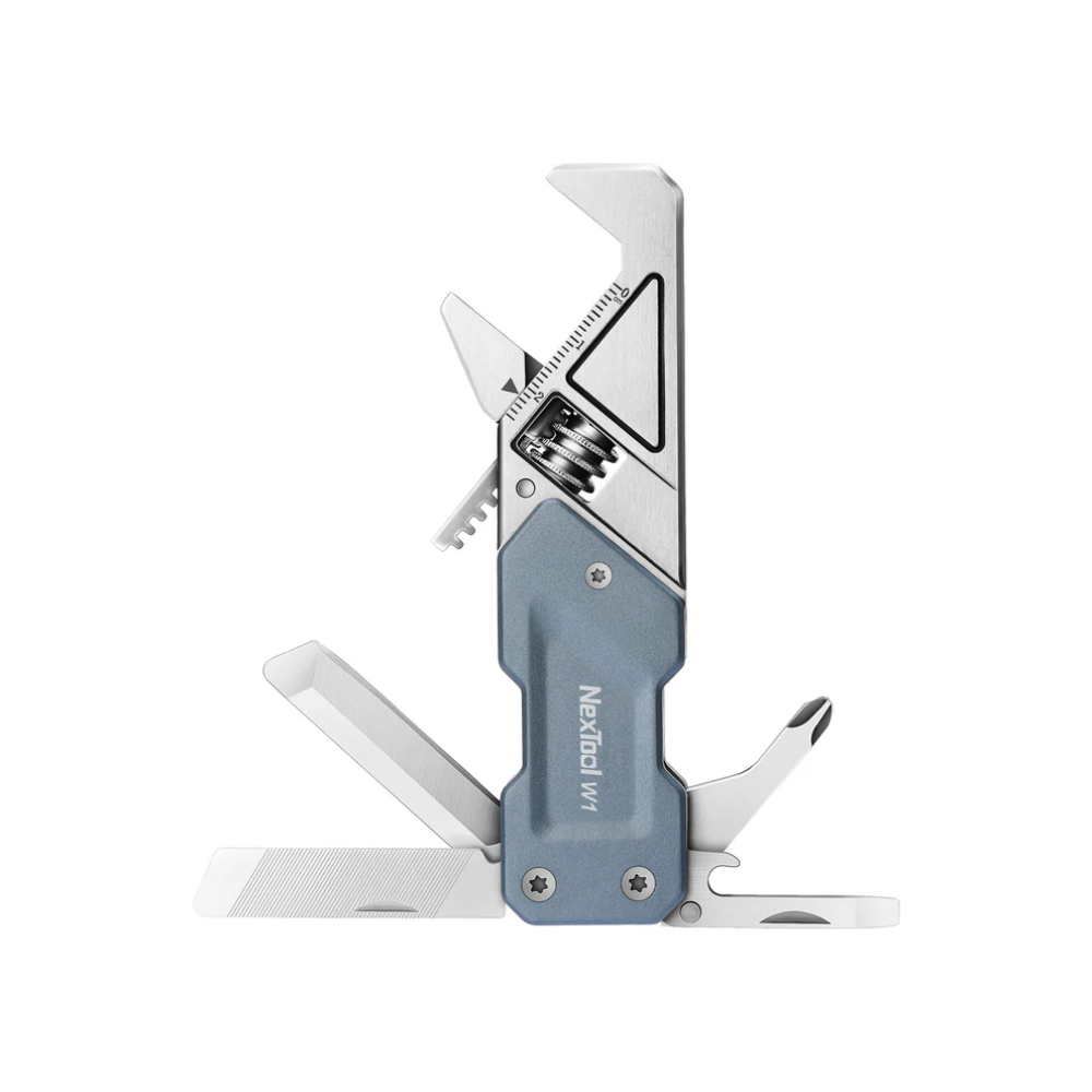 Nextool Light Wrench W1 All Tools Displayed - Wrench, Knife, File, Screwdrivers & 9 Bits