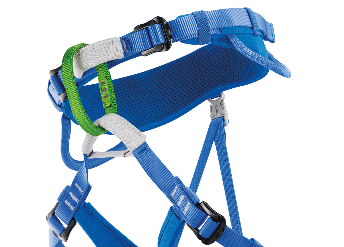 Petzl Macchu Kids Harness Blue - Adjustable sit harness for children less than 40 kg