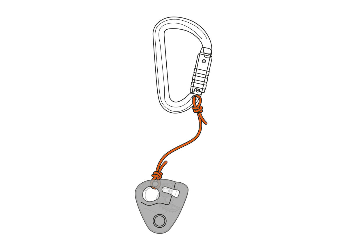 Petzl Nano Traxion Pulley Black - Attached to Carabiner Diagram