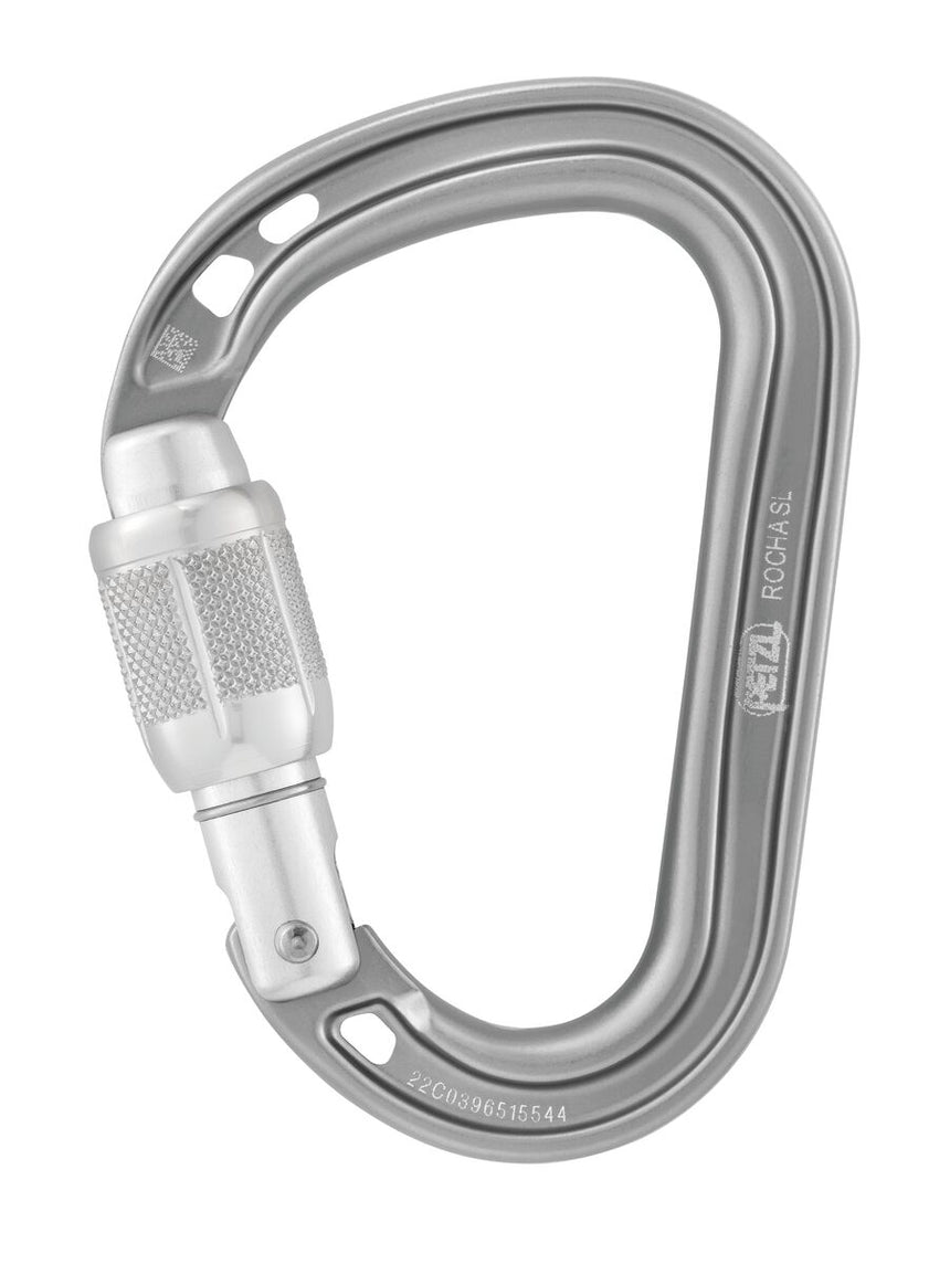 Petzl Rocha Screw-Lock Carabiner Light Gray - Front Locked