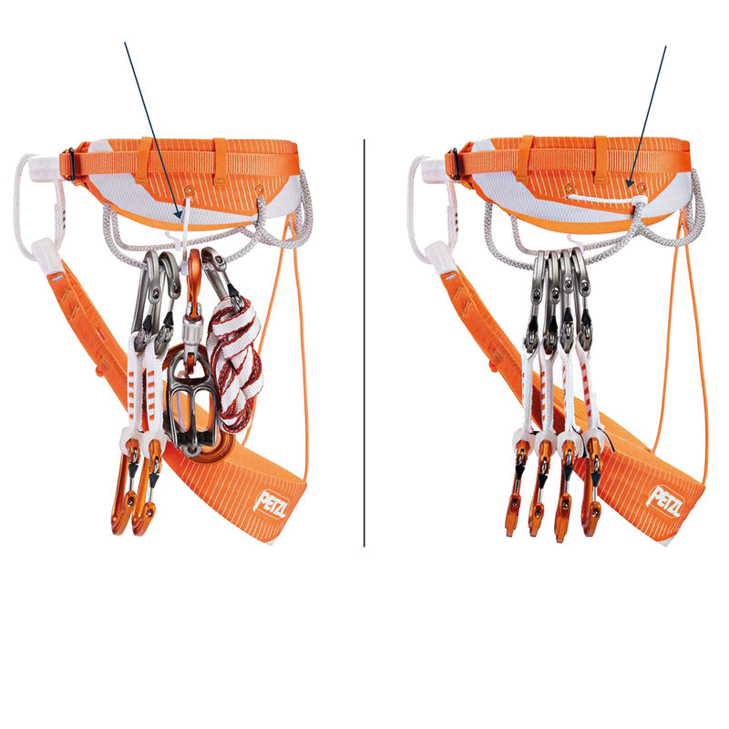 Petzl Sitta Harness Orange - Front gear loops with movable separator for organisation