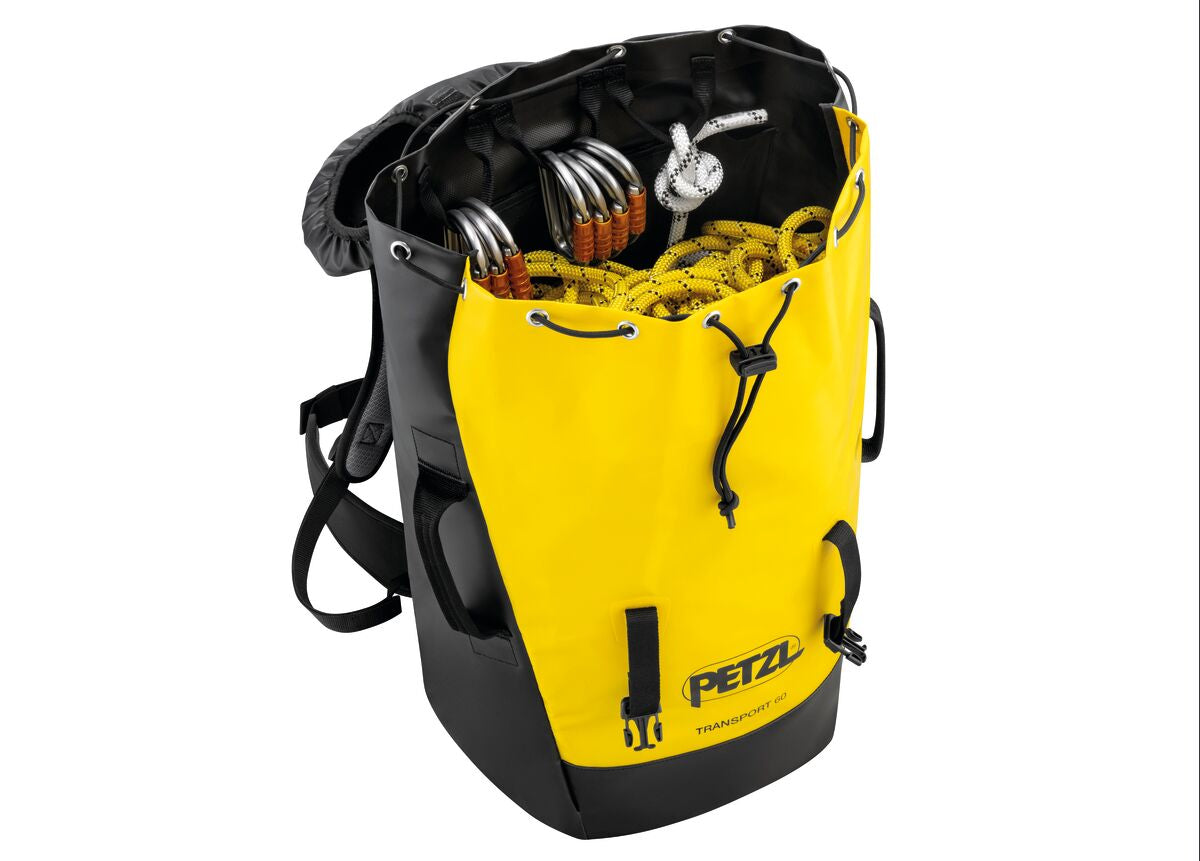 Petzl Transport 60 Backpack Black/Yellow - Top Open Lid
