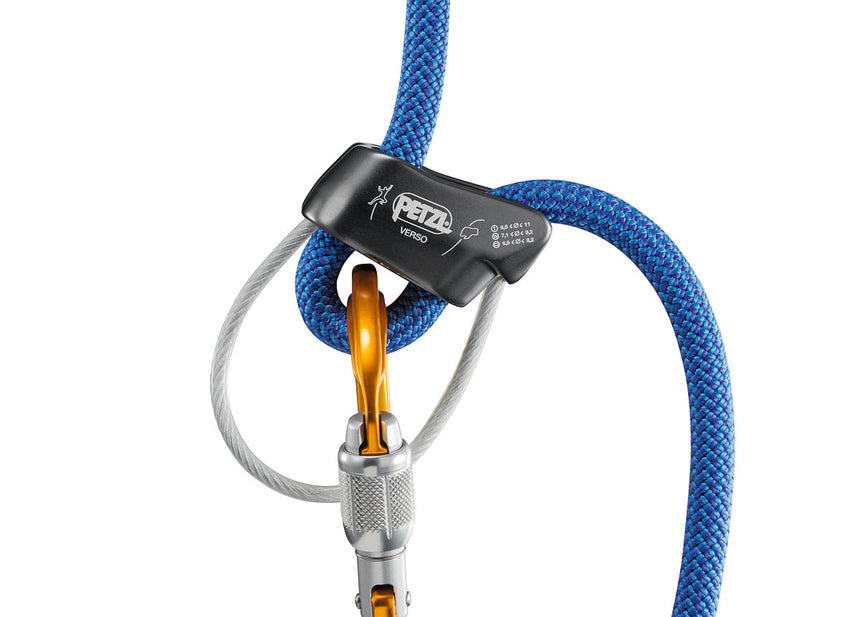 Petzl Verso Belay-Rappel Device Grey - Diagrams of rope installation