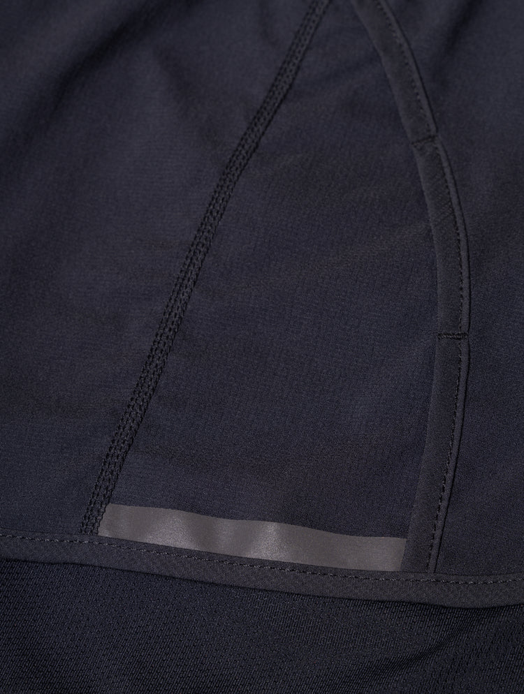 Ronhill Women's Tech 4.5" Twin Short Outdoor Action All Black- Reflective Strip