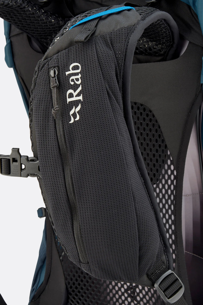 Rab Airox 36L Day Pack in Tempest Blue - Rab Logo Detail