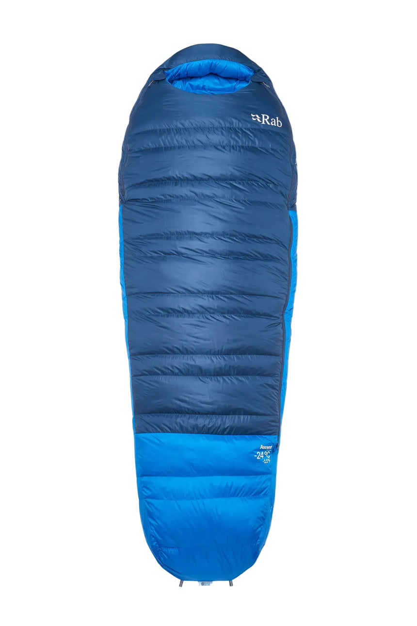 Rab Ascent Down Sleeping Bag (-24°C/-11F) in Tempest Blue/Maya Blue - Front