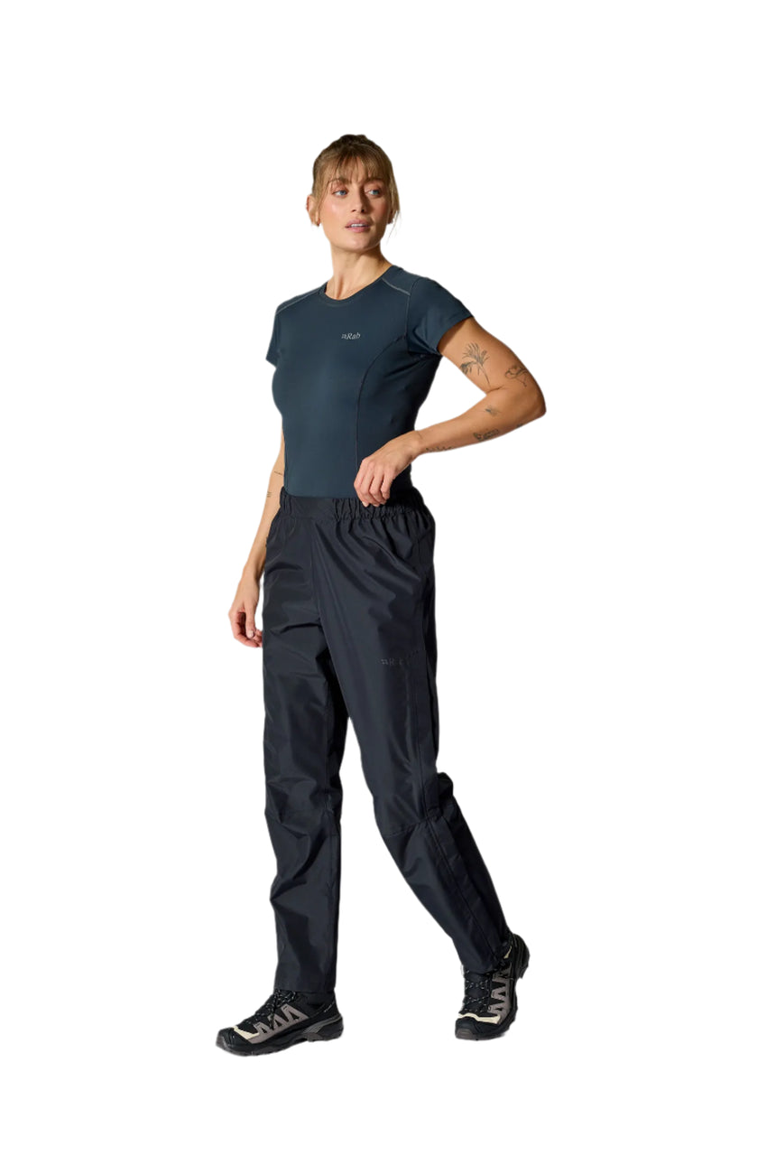 Rab Women's Downpour Waterproof Pants in Black - worn, walking