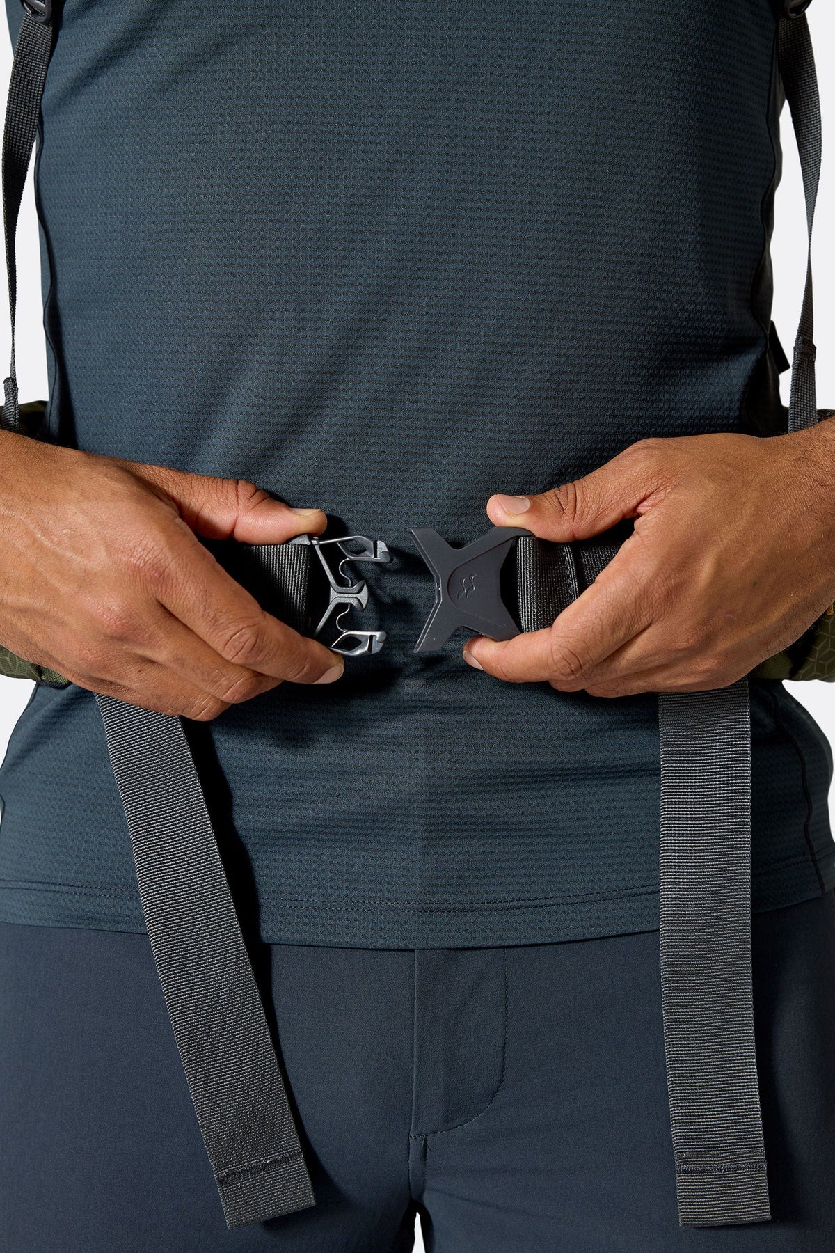 Rab Exion 48L Hiking Pack in Army - Hipbelt Buckle Detail