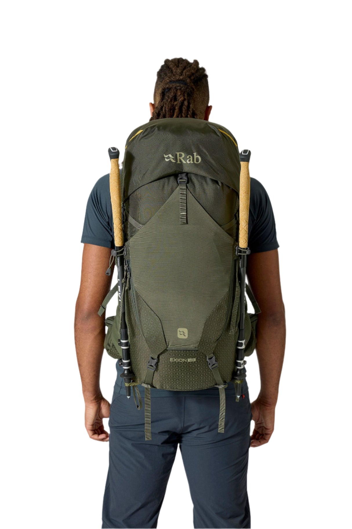 Rab Exion 48L Hiking Pack in Army - On Model Back View