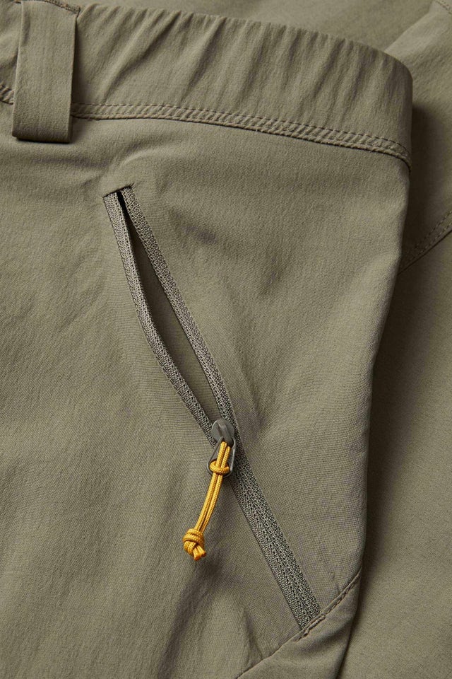 Rab Men's Ascendor Light Pants in Light Khaki - Zip Pocket Detail