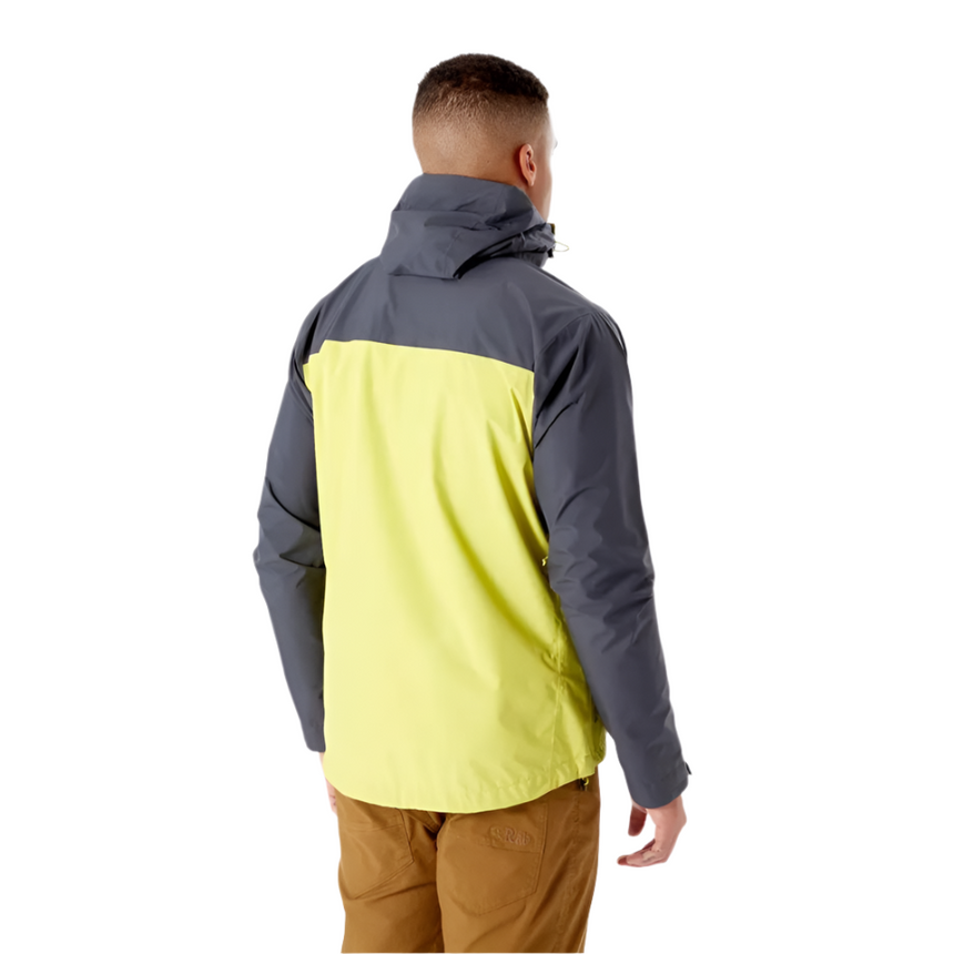 Rab Men's Downpour Eco Waterproof Jacket in Graphene/Zest - back