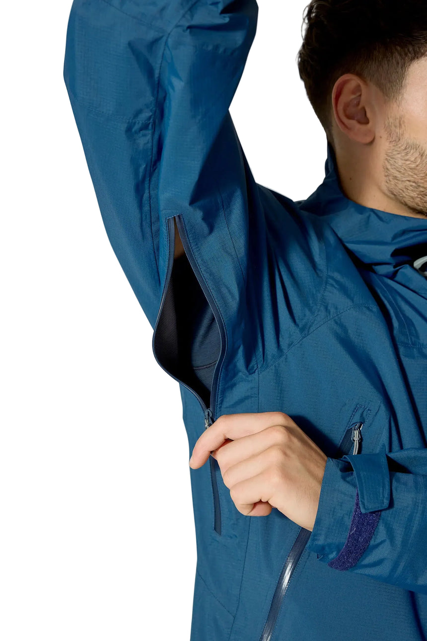 Rab Men's Downpour Mountain Waterproof Jacket in Tempest Blue - pit zip detail