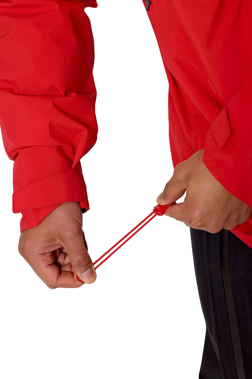 Rab Men's Firewall Guide Waterproof Jacket in Summit Red - drawcord detail