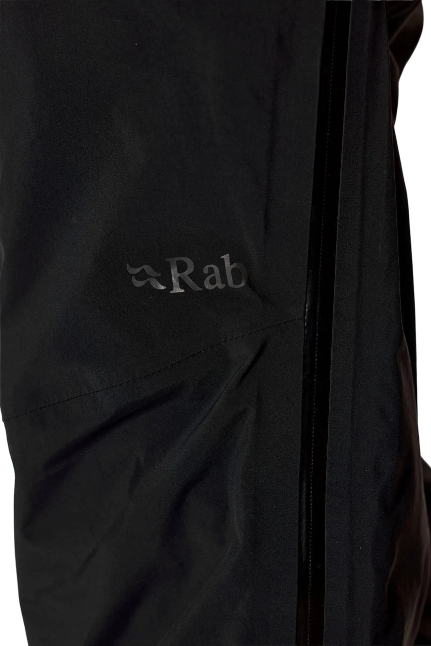 Rab Men's Firewall Guide Waterproof Pants in Black - fabric and branding detail