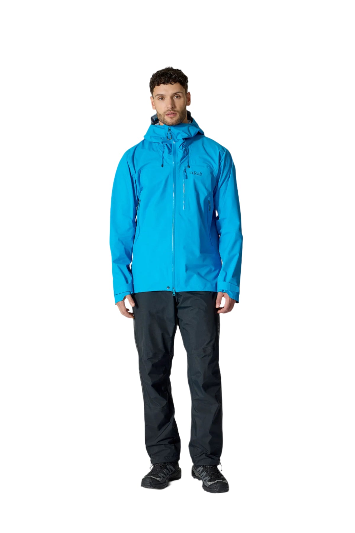 Rab Men's Firewall Mountain Waterproof Pants in Black - worn, back, three-quarter
