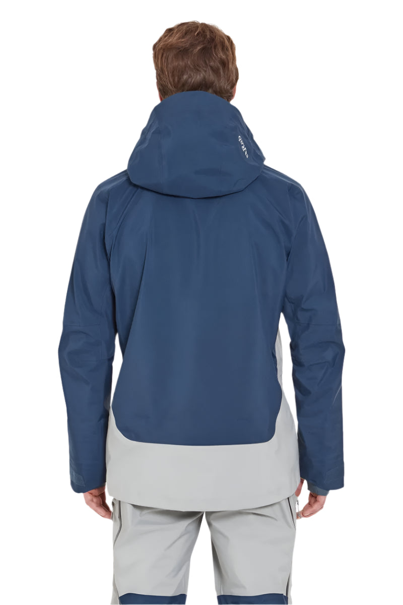 Rab Men's Khroma Converge GORE-TEX Ski Jacket in Tempest Blue/Light Zinc - back, worn (reference only, not a stocked colour)