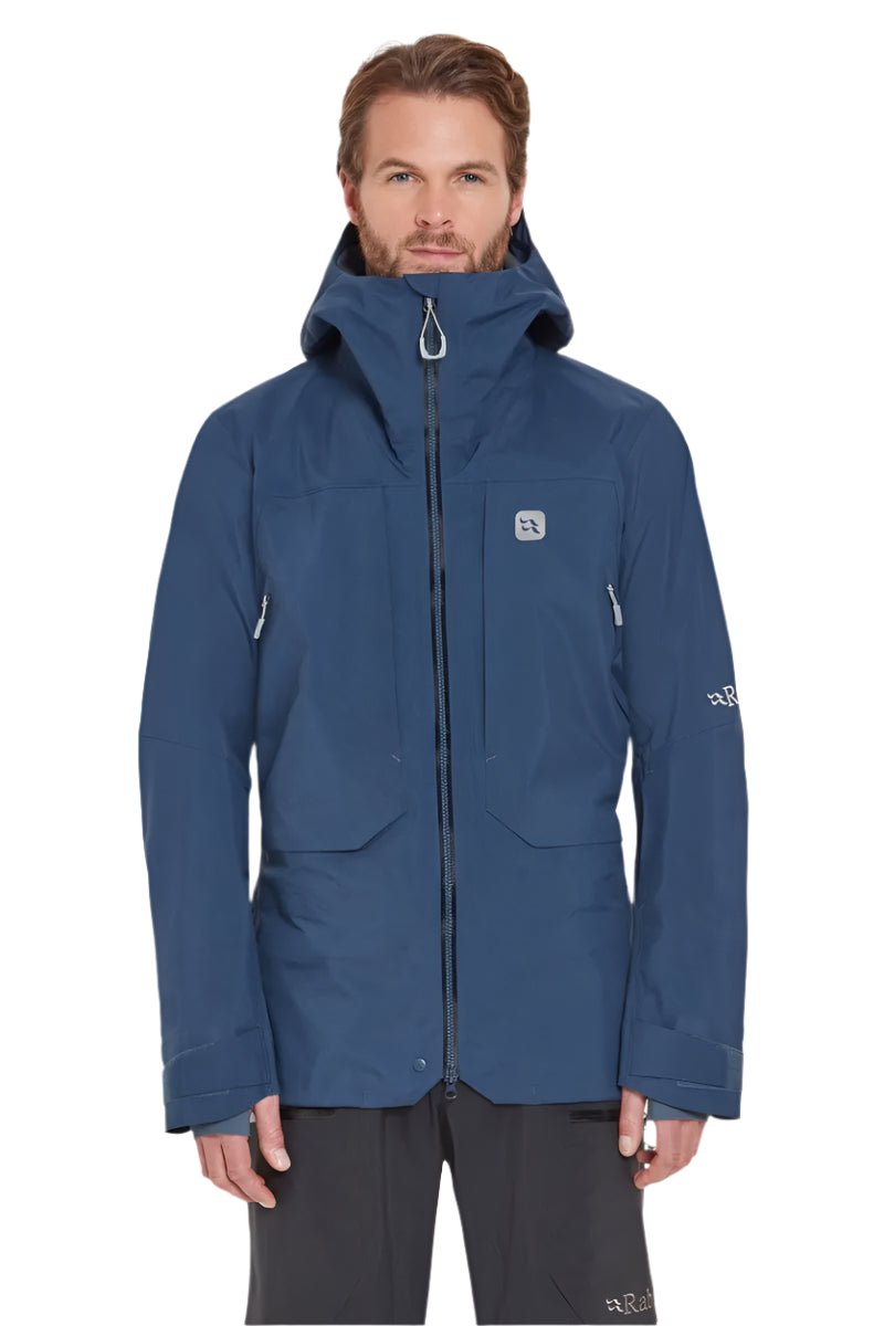 Rab Men's Khroma Converge GORE-TEX Ski Jacket in Tempest Blue/Light Zinc - worn, front (reference only, not a stocked colour)