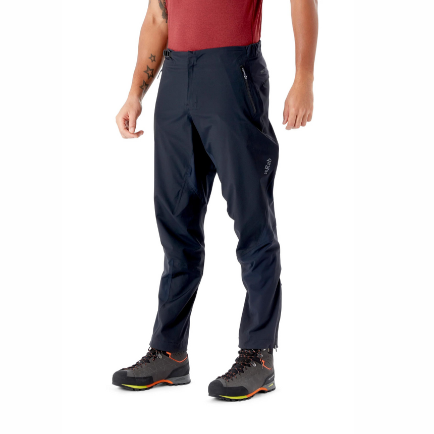Rab Men's Kinetic Alpine 2.0 Waterproof Pants in Black - on model, front