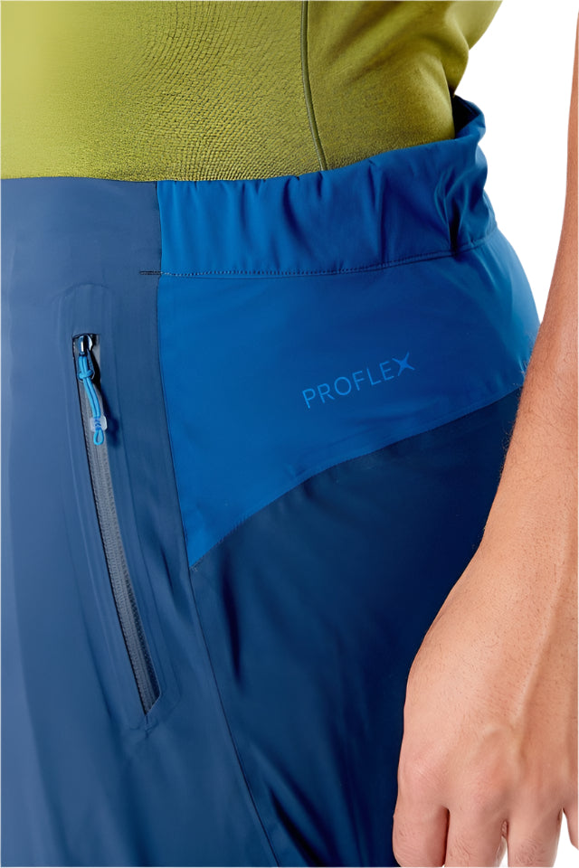 Rab Men's Kinetic Alpine 2.0 Waterproof Pants in Blue (styling reference) - rear zip pocket detail