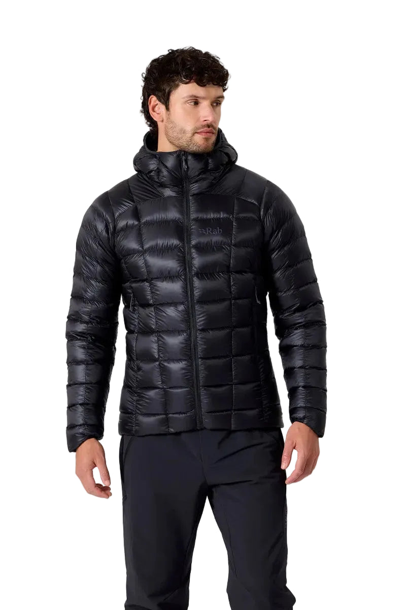 Rab Men's Mythic Alpine Down Jacket in Black - worn, front