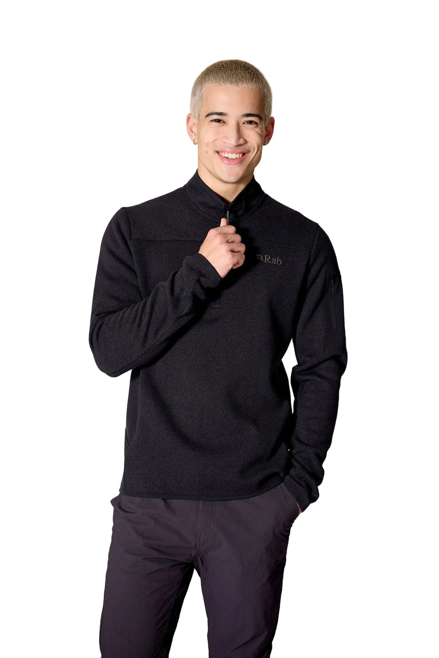 Rab Men's Ryvoan Pull-On in Ebony - worn, zip pull detail