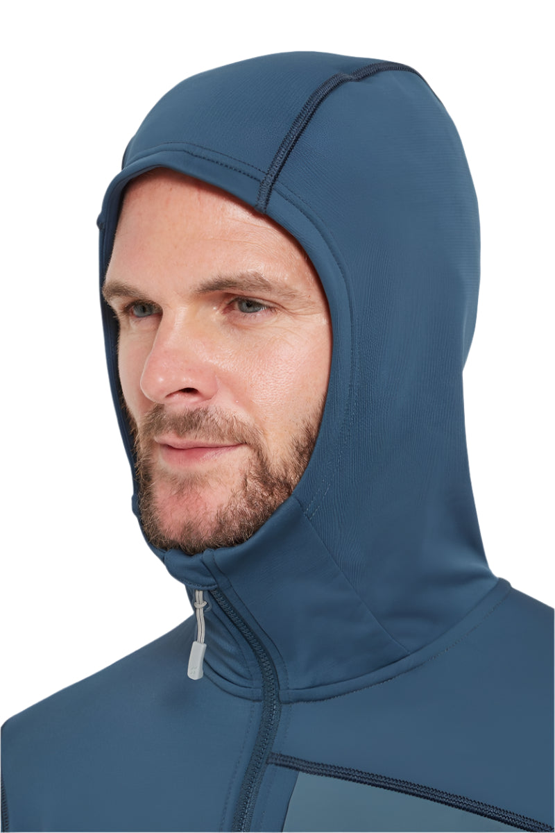 Rab Men's Superflux Hoody in Tempest Blue - hood detail