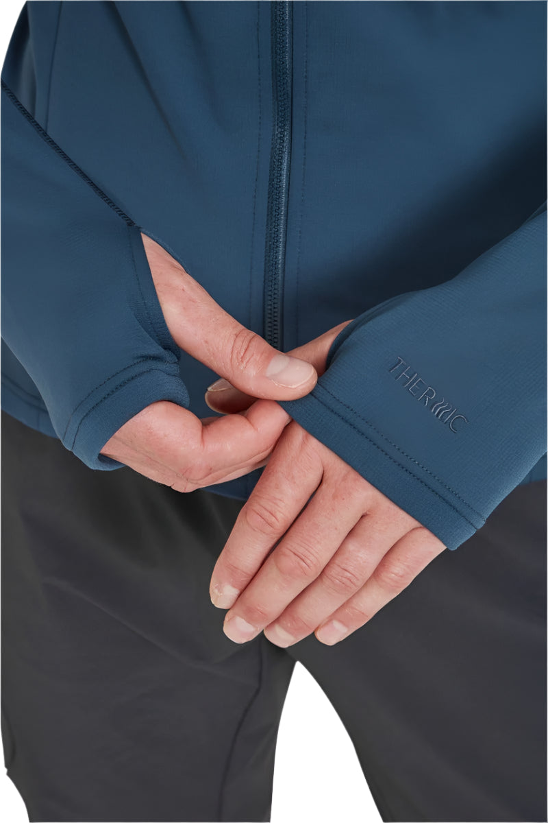 Rab Men's Superflux Hoody in Tempest Blue - thumb loop detail