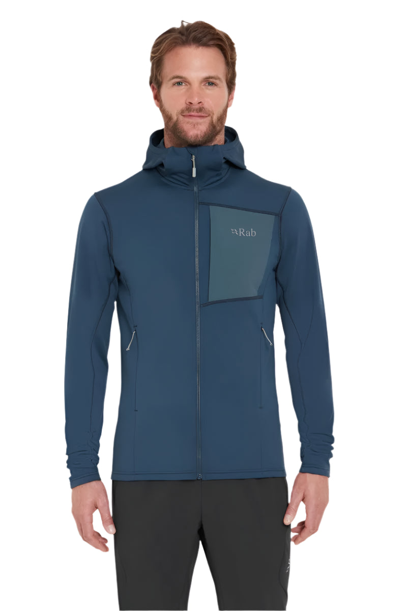 Rab Men's Superflux Hoody in Tempest Blue - worn