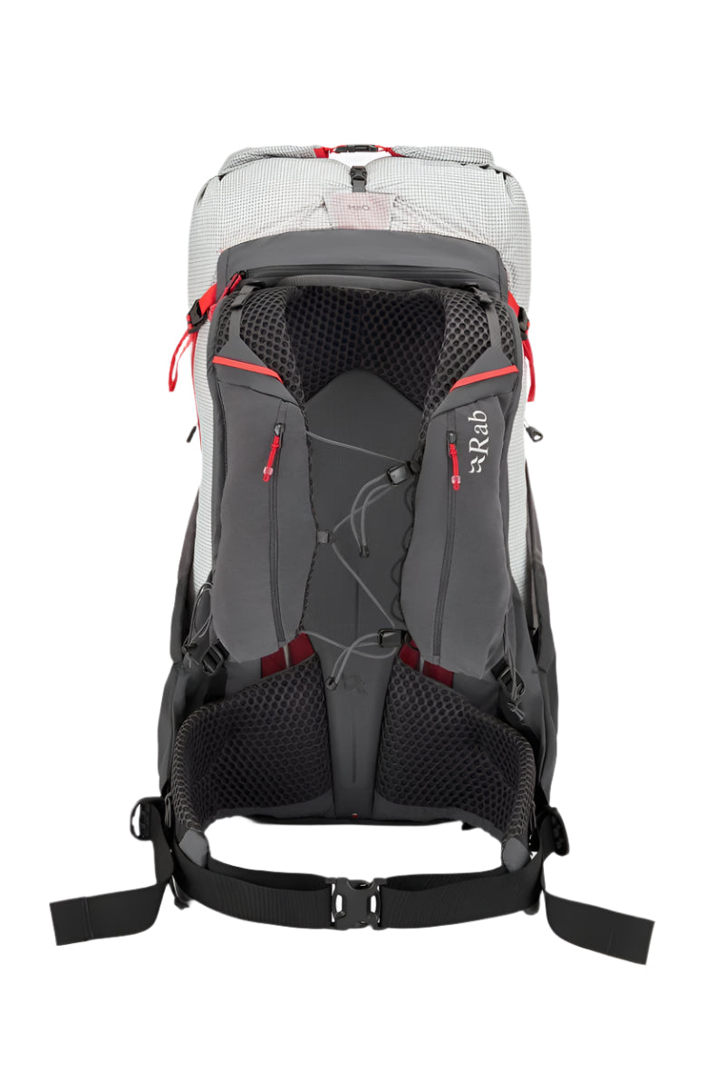 Rab Muon 40L Hiking Pack in Pewter/Graphene - Back View