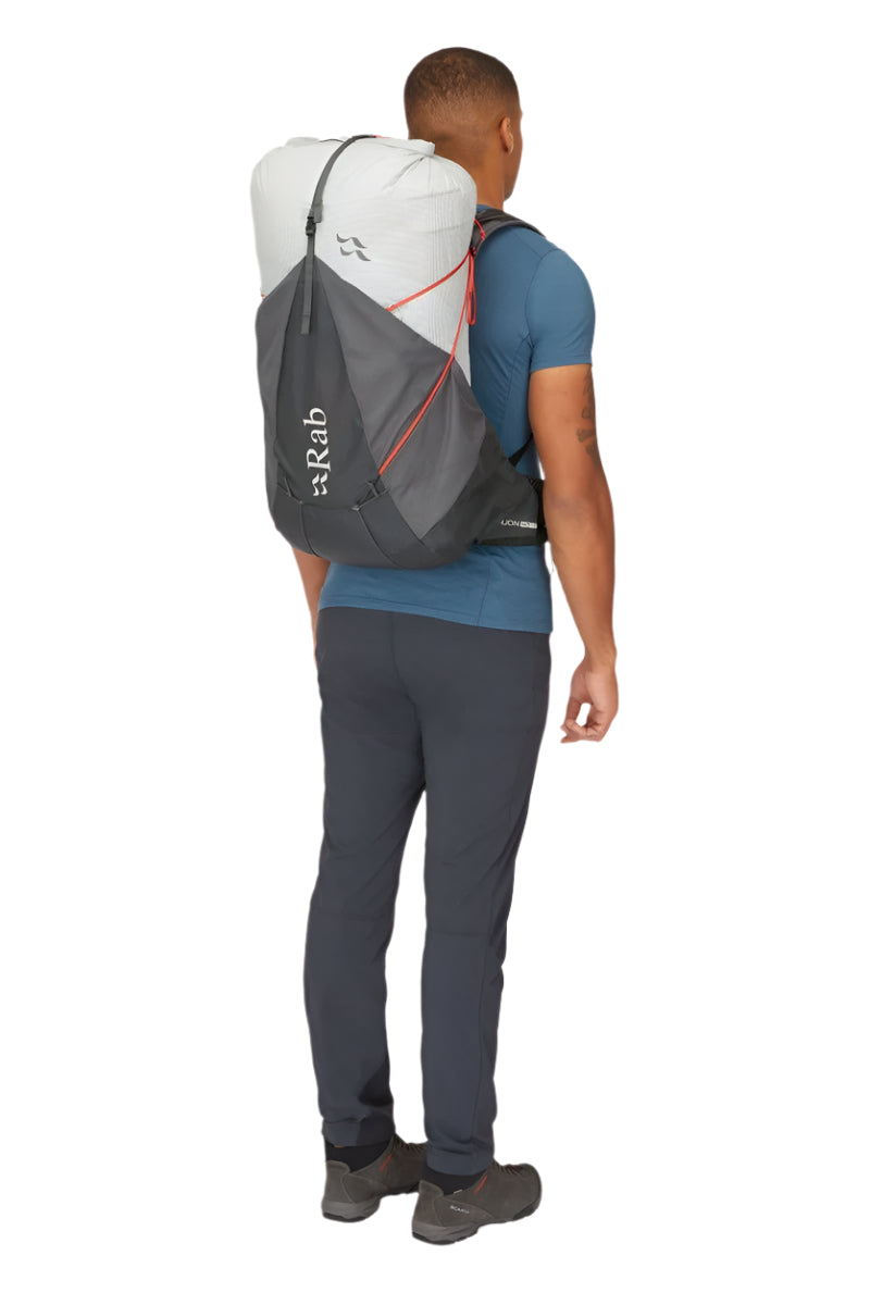 Rab Muon 40L Hiking Pack in Pewter/Graphene - On Model Full Length