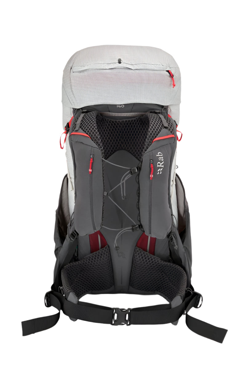 Rab Muon 50L Hiking Pack in Pewter/Graphene - Back View