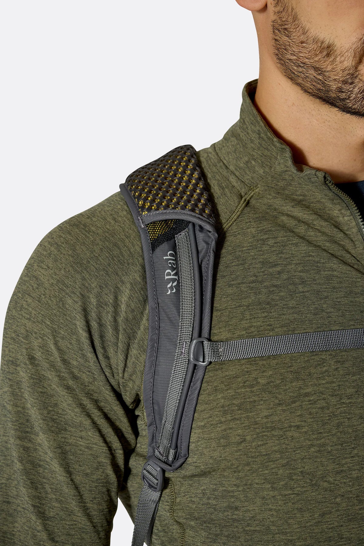 Rab Tygen 12L Day Pack in Dark Pollen - Model Harness Detail