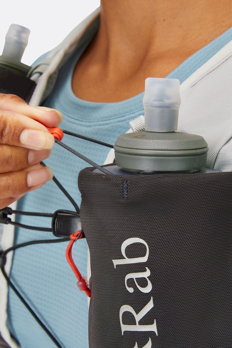 Rab Veil 12L Lightweight Running Vest in Gargoyle/Graphene - Flask Pocket Detail