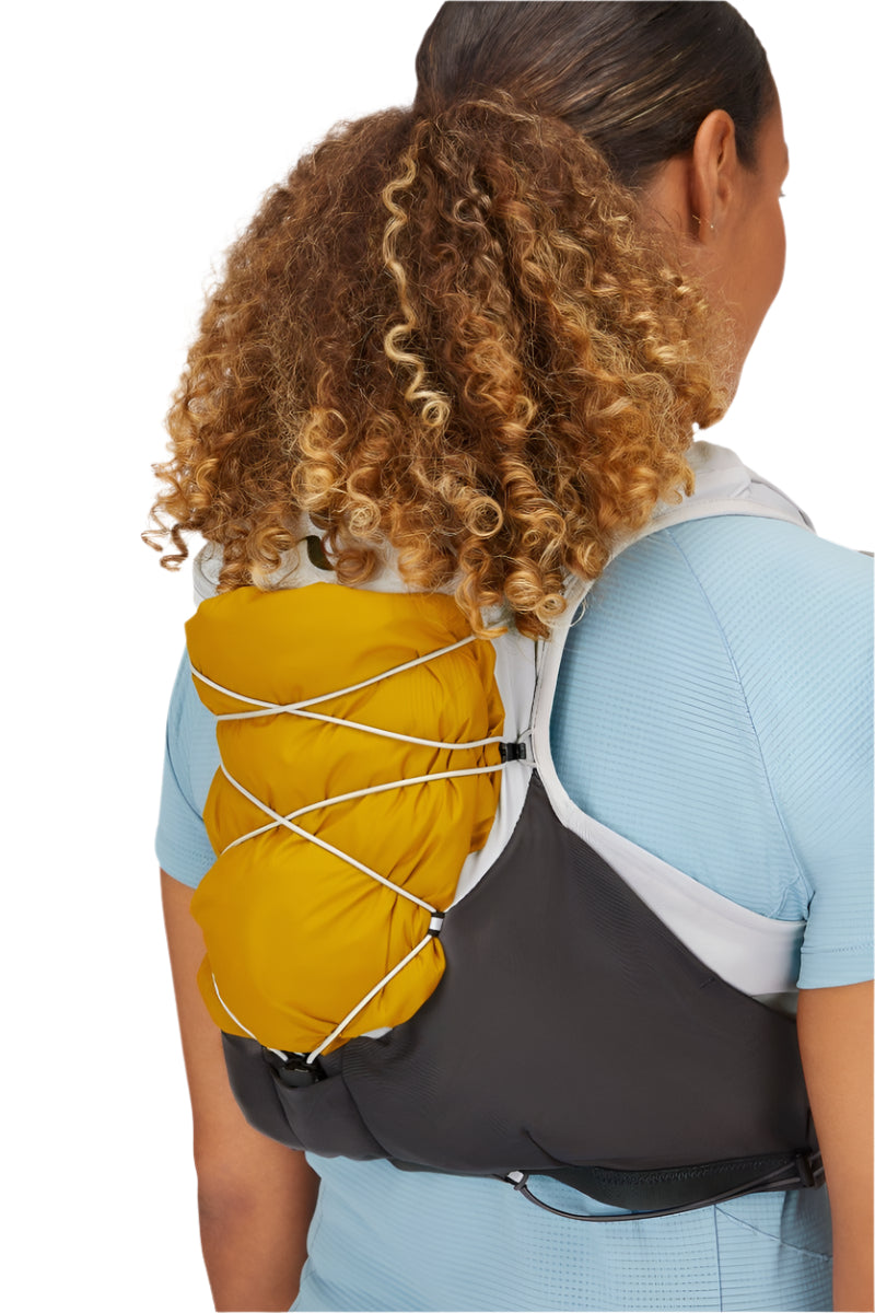 Rab Veil 12L Lightweight Running Vest in Gargoyle/Graphene - On Model Side Close Up