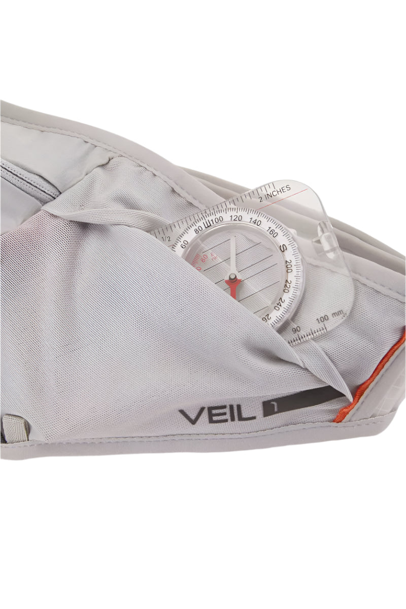 Rab Veil 1L Lightweight Belt Pack in Gargoyle/Graphene - Veil Logo Detail