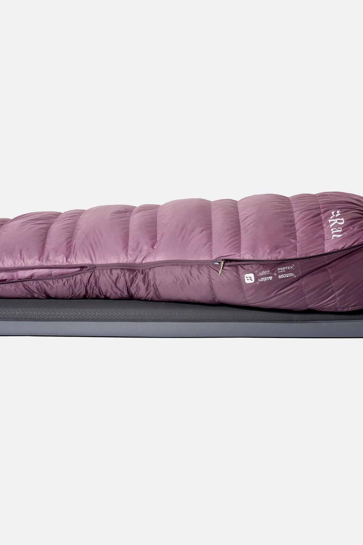 Rab Women's Alpine Down Sleeping Bag (-6°C/21F) in Iris/Dark Iris - Model Reclined