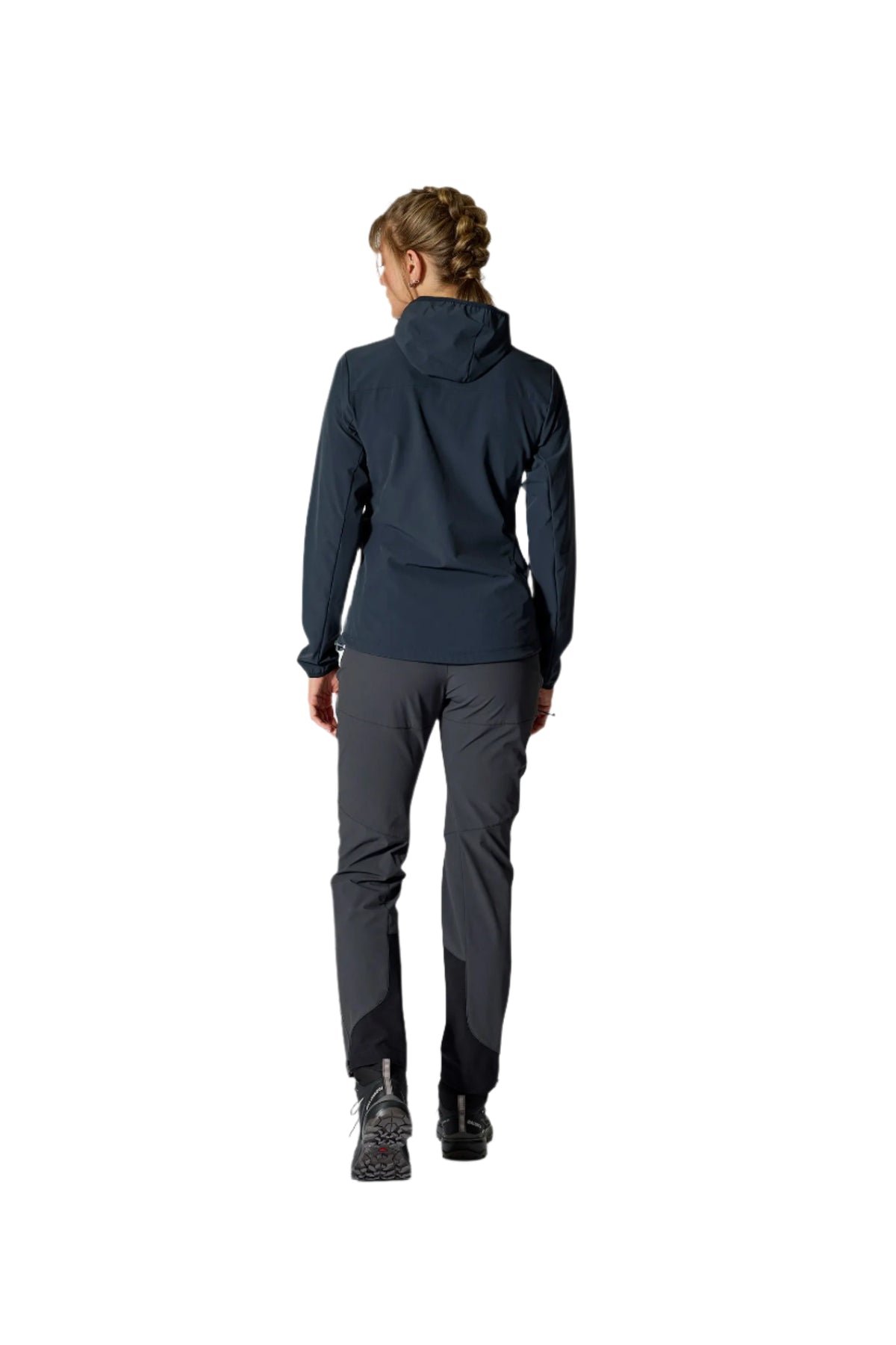 Rab Women's Borealis Hooded Jacket in Beluga - back, worn