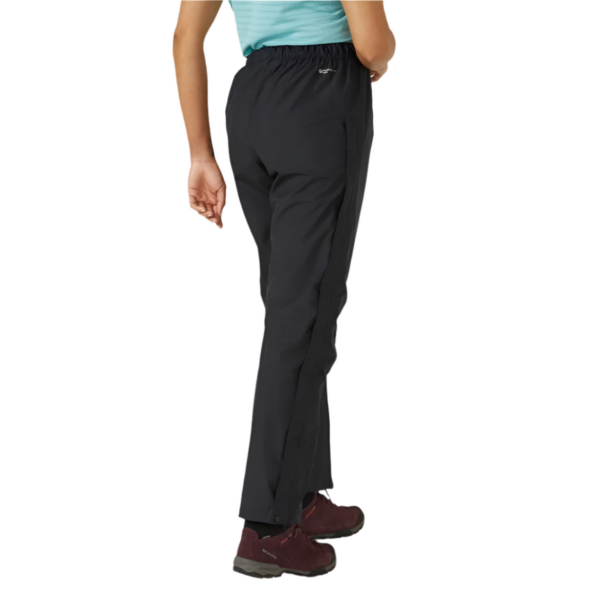 Rab Women's Downpour Eco Waterproof Full Zip Pants in Black - worn, side