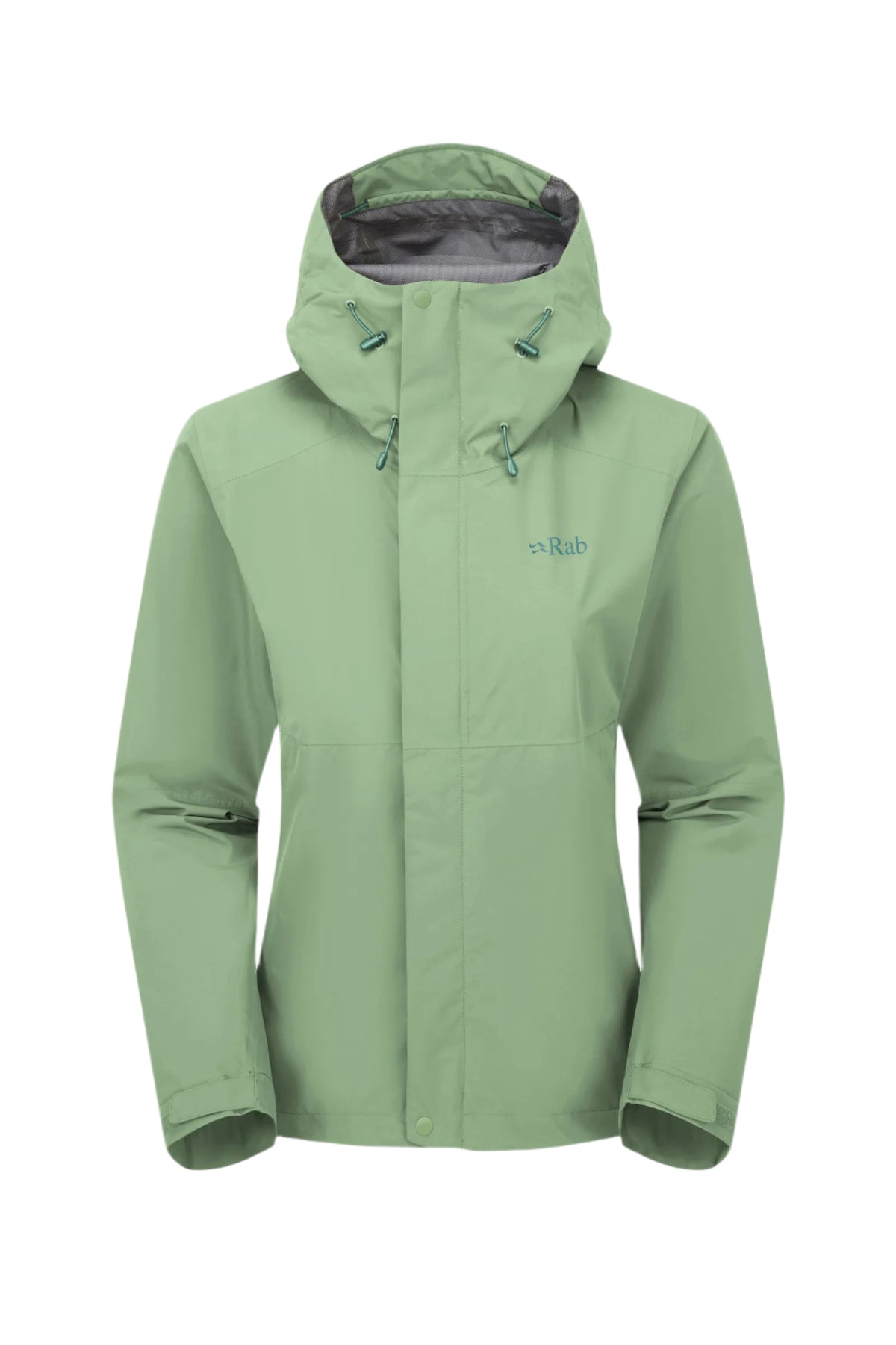Rab Women's Downpour Waterproof Jacket in Fig Green - front