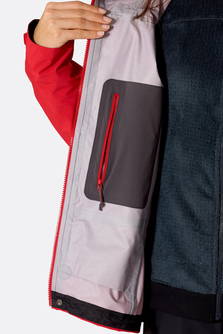 Rab Women's Firewall Guide Waterproof Jacket in Summit Red - second inner pocket detail