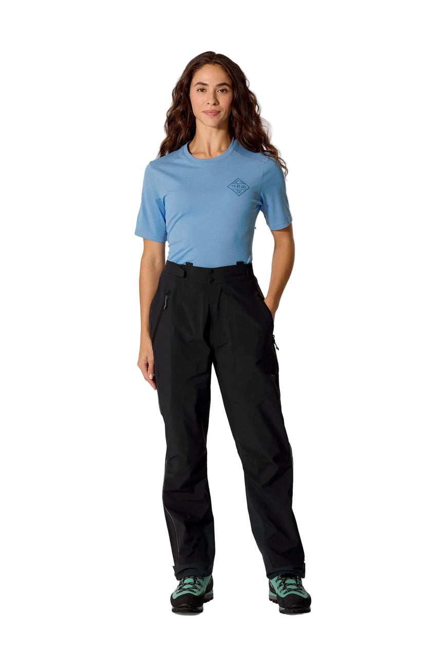 Rab Women's Firewall Guide Waterproof Pants in Black - worn, front