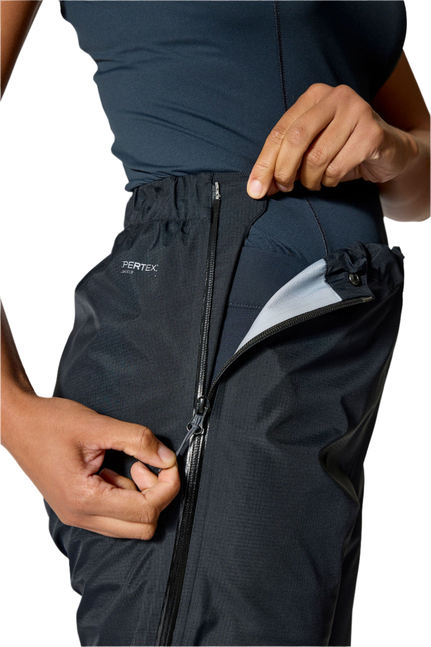 Rab Women's Firewall Mountain Waterproof Pants in Black - worn, walking, side