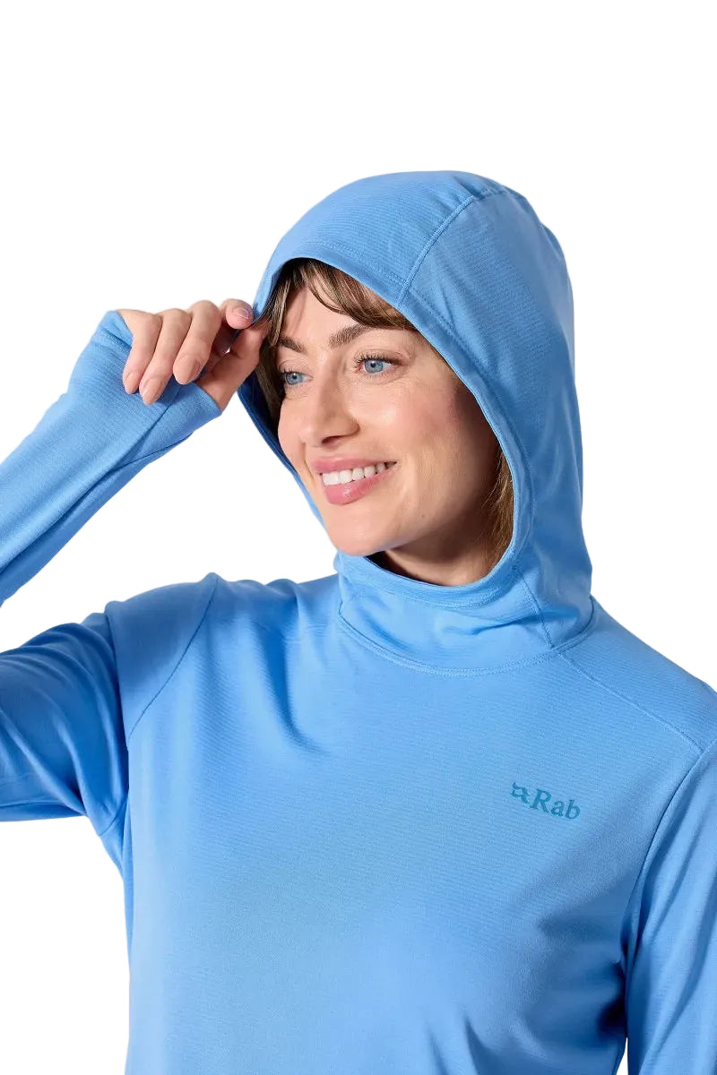 Rab Women's Force Hoody in Bluebird - worn