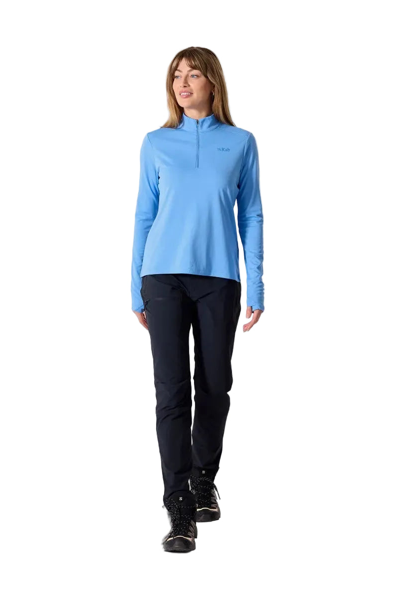 Rab Women's Force LS Zip in Bluebird - full length, worn