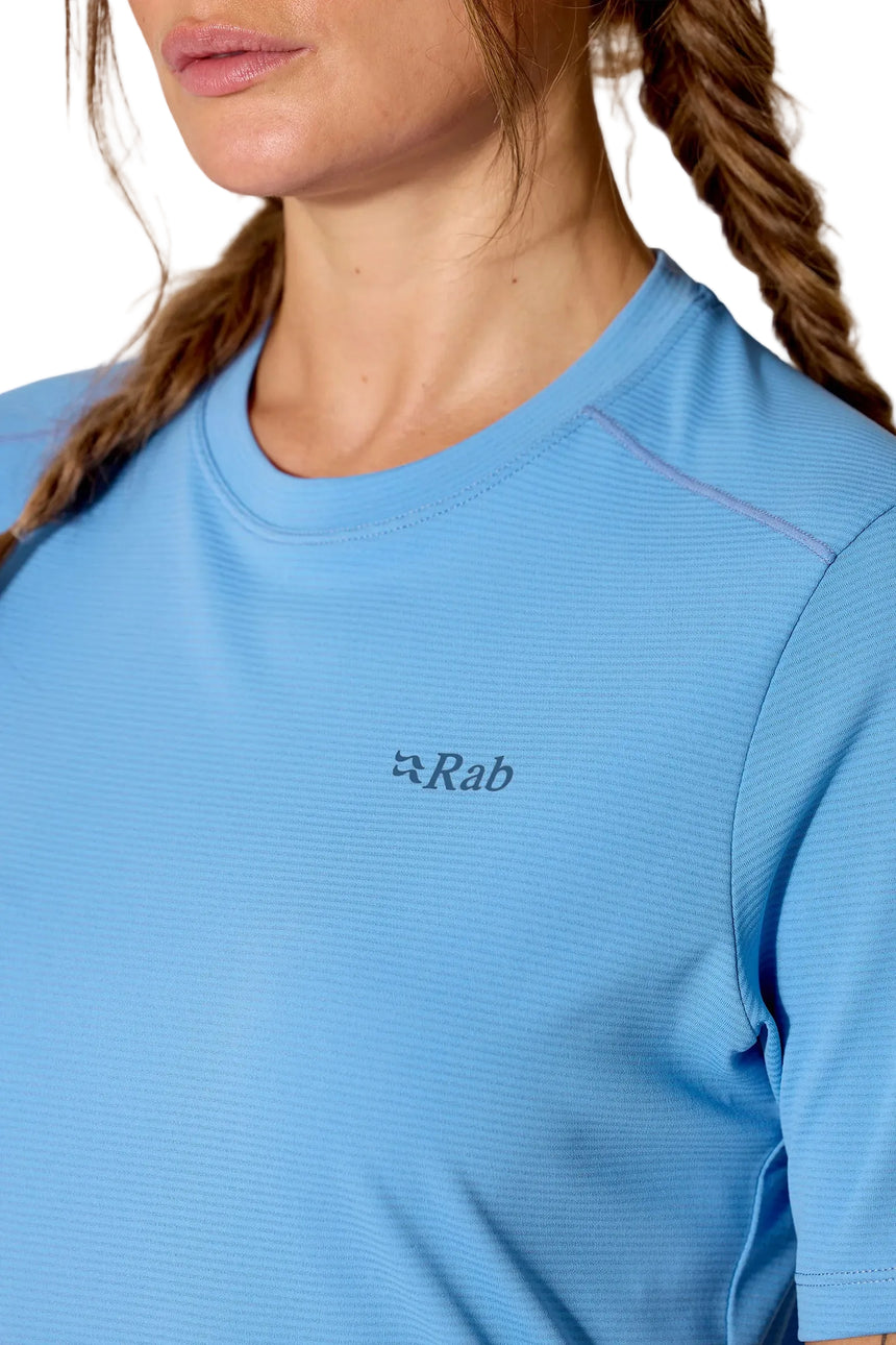 Rab Women's Force Tee in Bluebird - Neck Detail