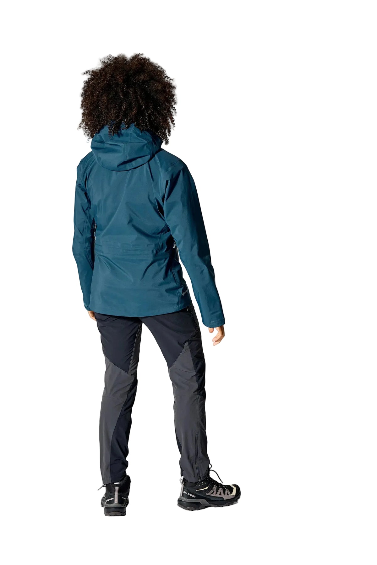 Rab Women's Kangri GORE-TEX Jacket in Tempest Blue - Back Worn Full Length